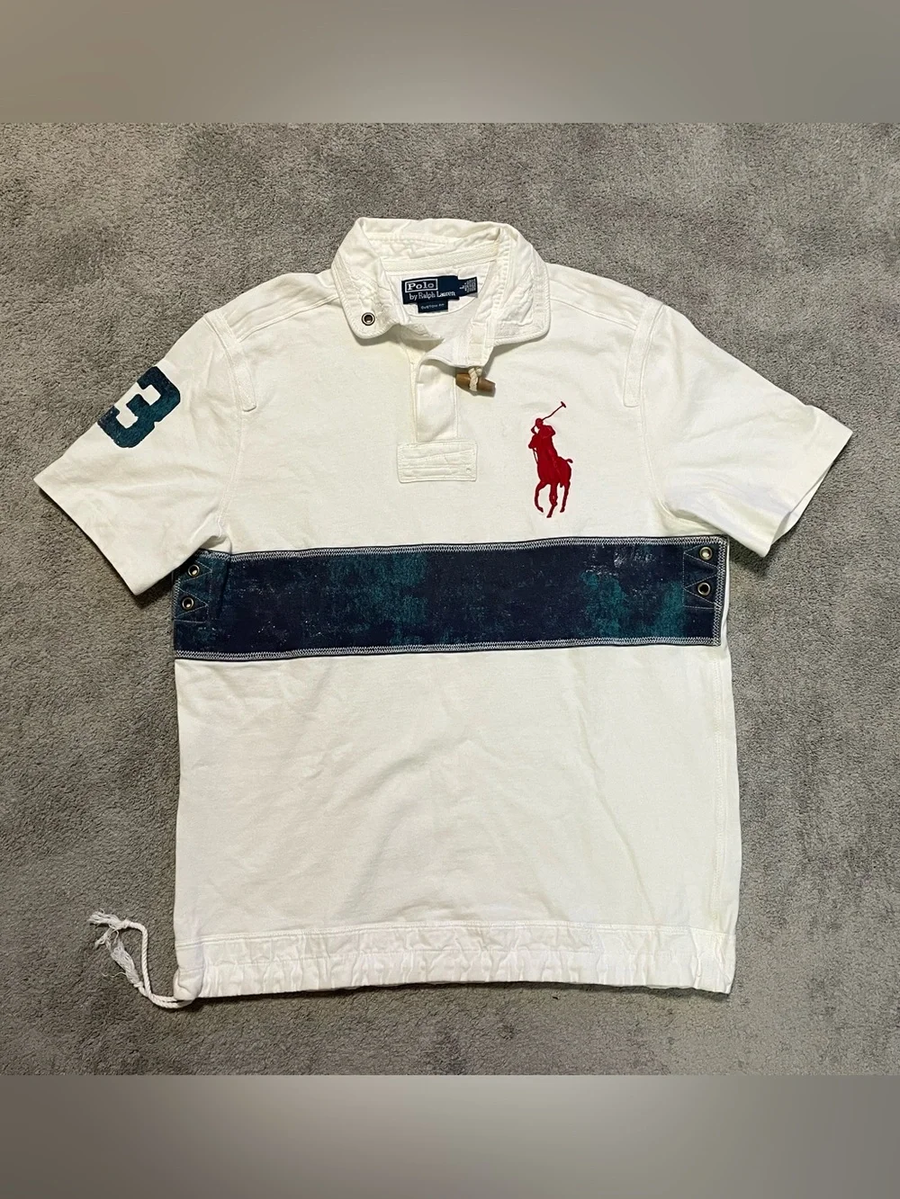 Polo Ralph Lauren Big Pony Custom Fit Polo Shirt Men’s L Nautical Toggle Rugby